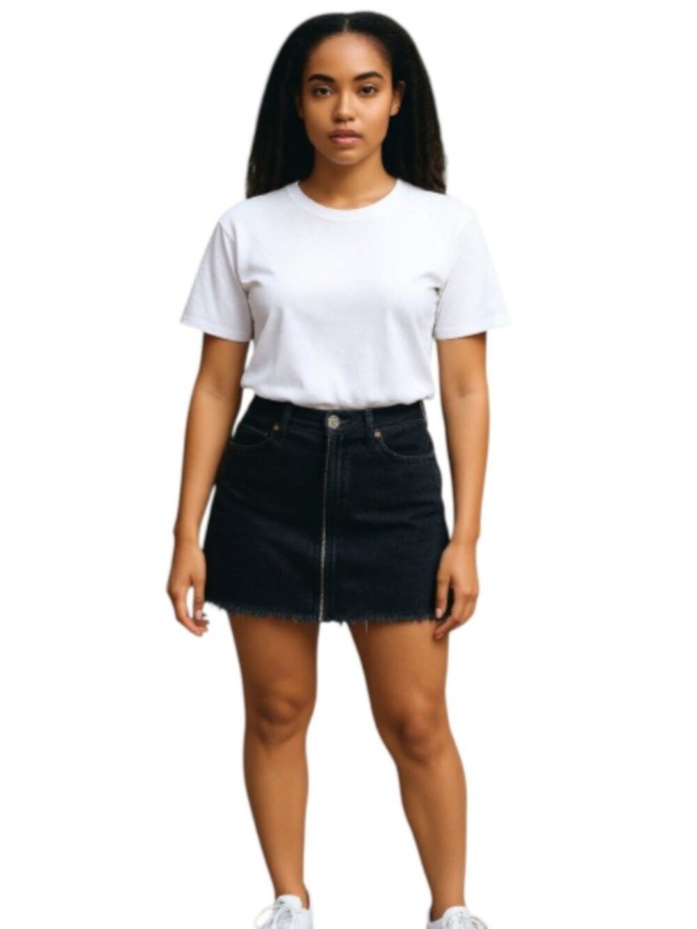 NEW We the Free Size 0 Black All Cotton Denim Mini Skirt Front Silver Zipper